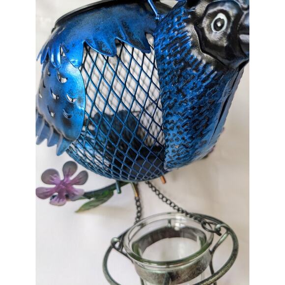 Hanging Solar Blue Bird Feeder Wild Birdfeeders Outside Outdoor Wire Bell Glass - Picture 4 of 7
